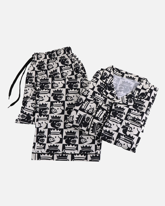 The King Pajama Set (Black/White)