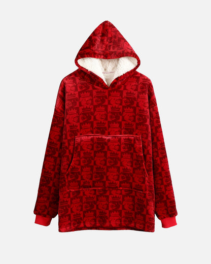 The King Sherpa Lined Blanket Hoodie (Red)