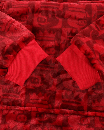 The King Sherpa Lined Blanket Hoodie (Red)