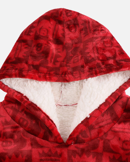 The King Sherpa Lined Blanket Hoodie (Red)