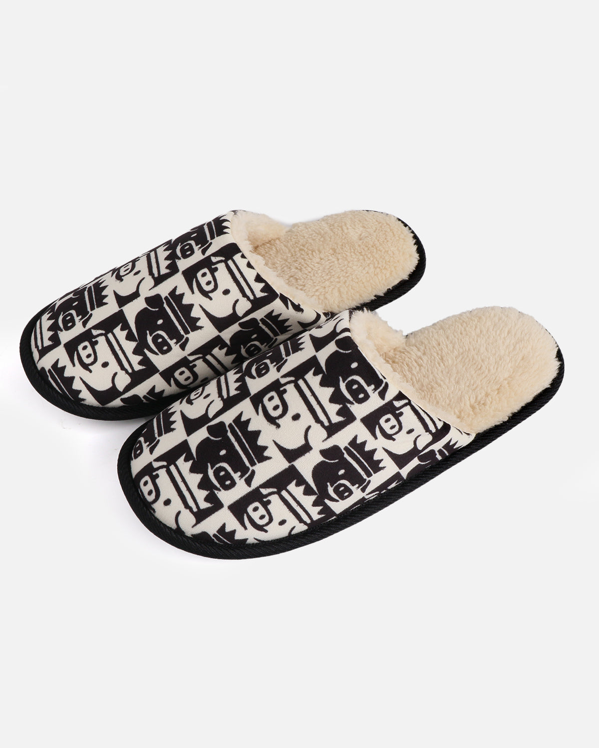 The King Sherpa House Slippers (Black/White)