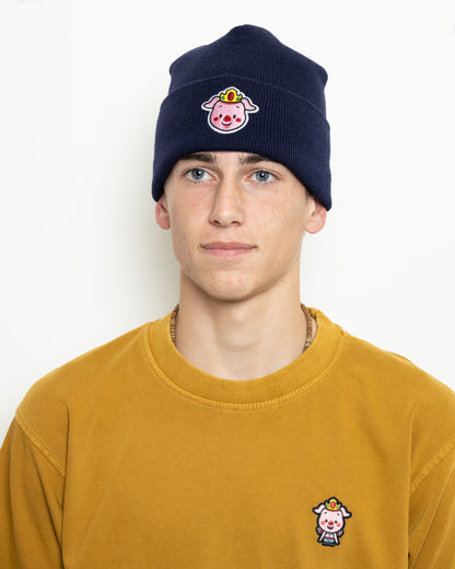 Classic Pig Beanie (Navy)