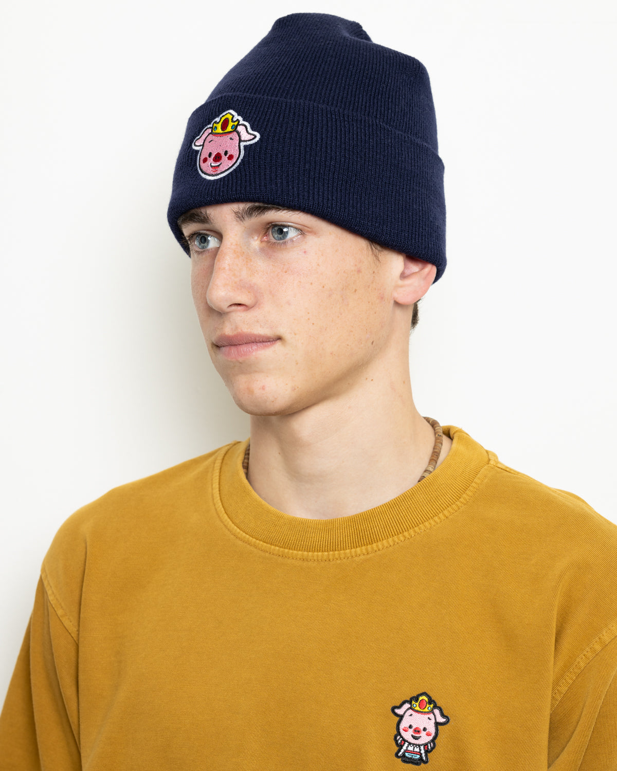 Classic Pig Beanie (Navy)