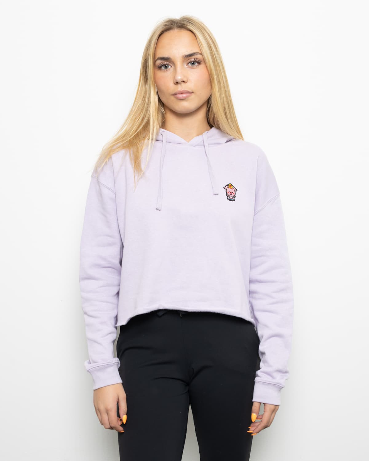 Classic Pig Women's Crop Hoodie (Lilac)