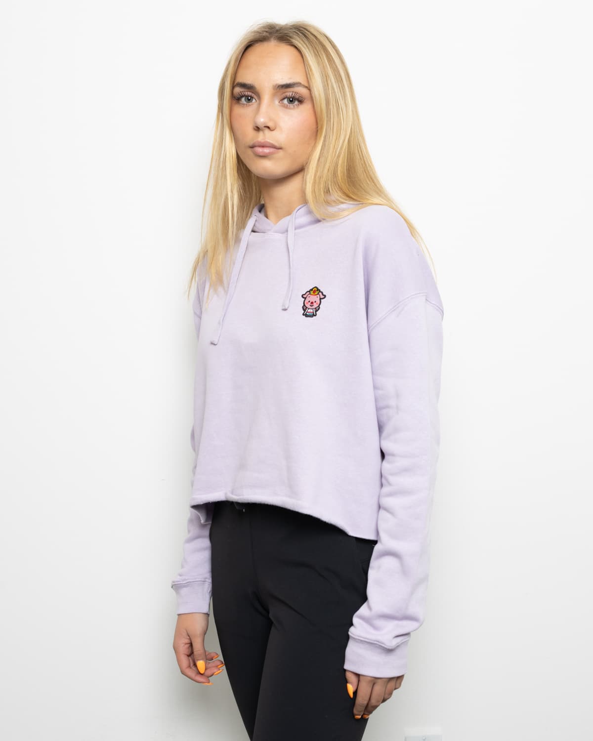 Classic Pig Women's Crop Hoodie (Lilac)