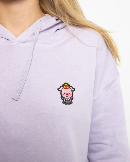 Classic Pig Women's Crop Hoodie (Lilac)