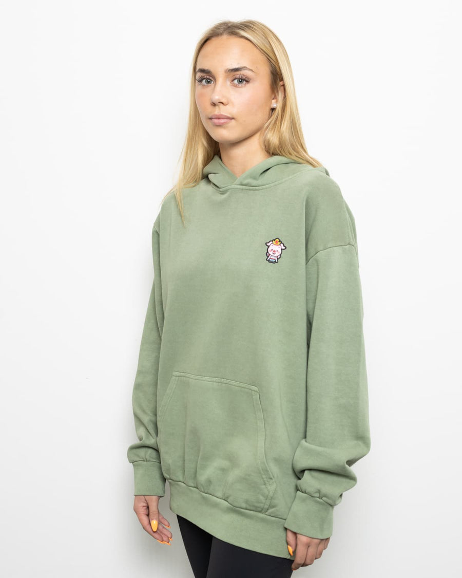 Classic Pig Pull Over Hoodie (Oil Green)