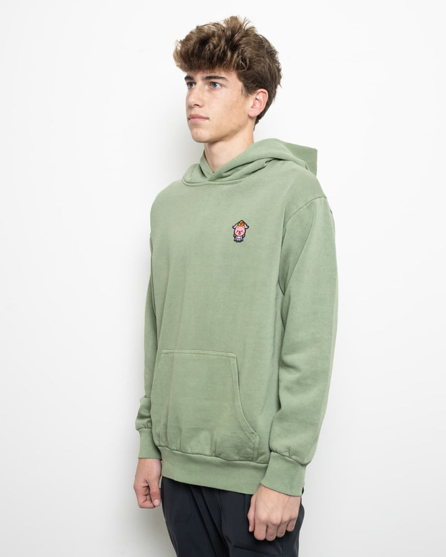 Classic Pig Pull Over Hoodie (Oil Green)