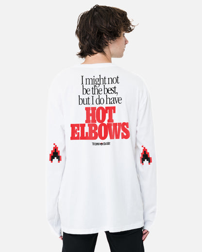 Hot Elbows Long Sleeve Tee (White)